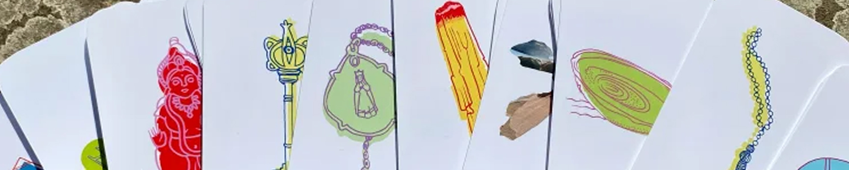 Image of illustrated cards fanned out